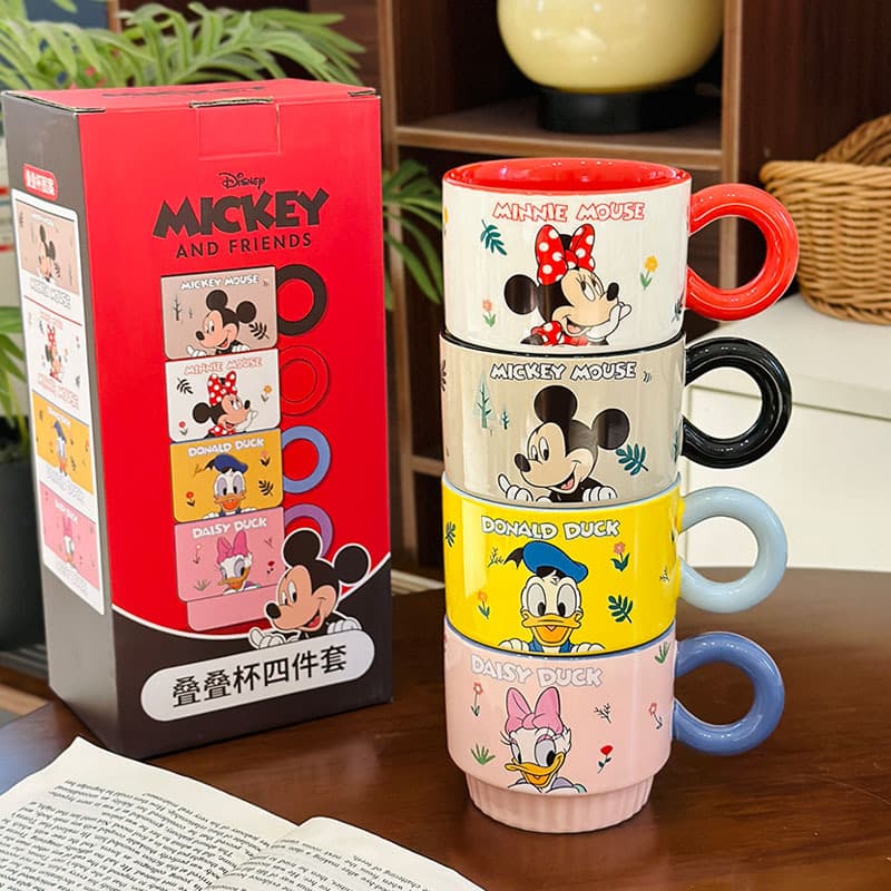 Cartoon IP Minnie Mickey Ceramic Cute Water Cup Home Stackable Cup Stackable Mug Set Souvenir