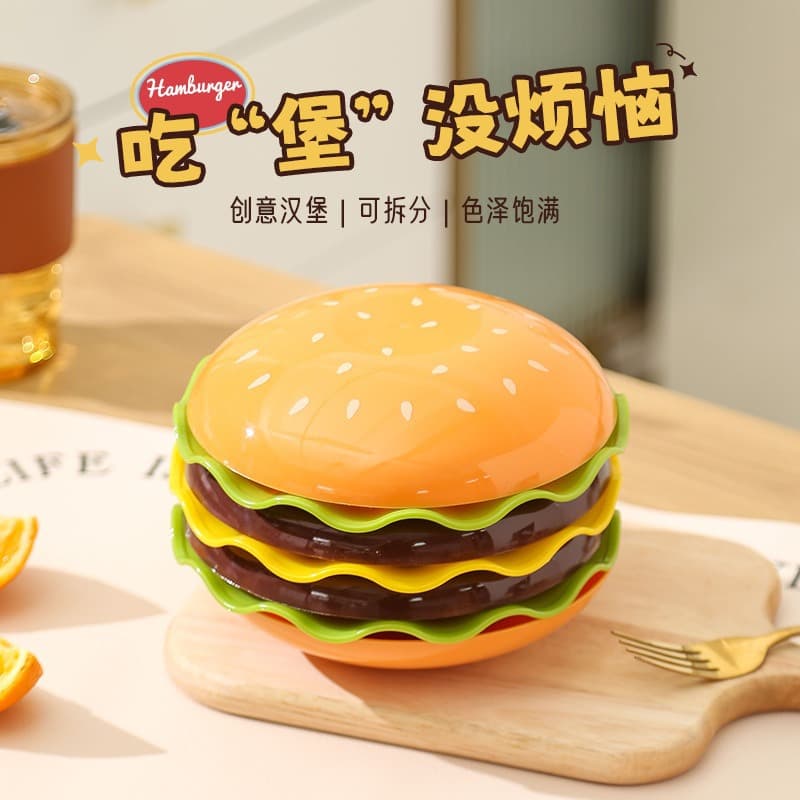 High-value Hamburger Bowl and Plate Set Household Cartoon Tableware Set Creative Bone Plate Soy Sauce Dish Rice Bowl Combination