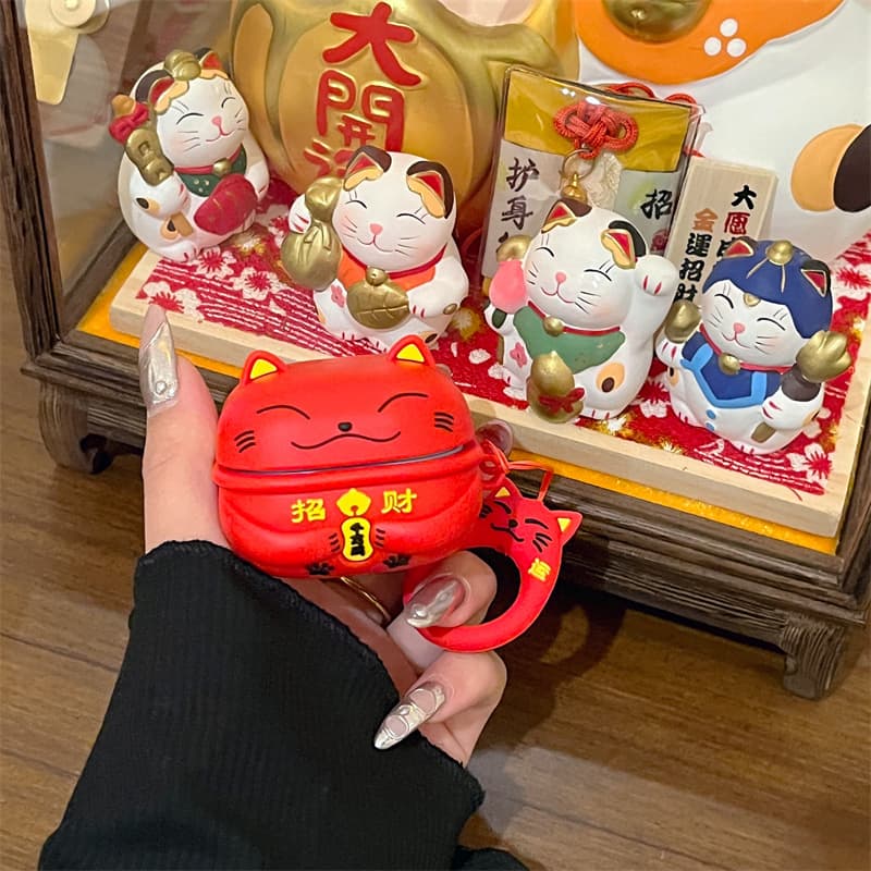 Compatible with Samsung Buds 2 Pro Wireless Bluetooth Earbuds Case, Lucky Cat 3D Silicone, Personalized Creative Soft