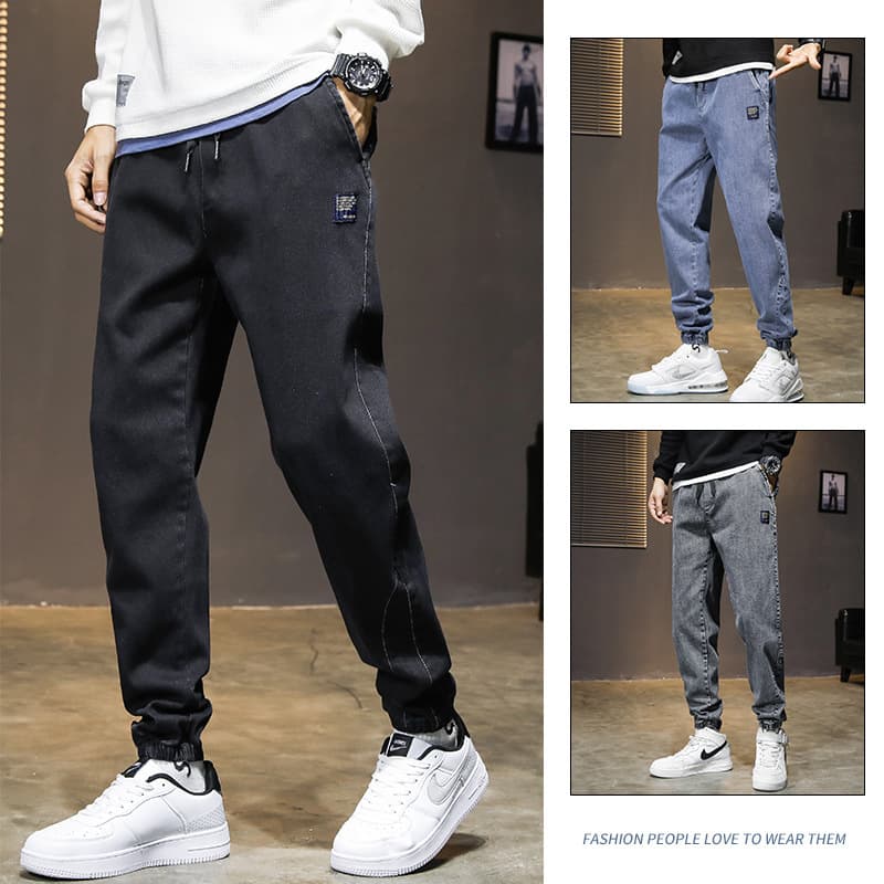 Casual Harajuku Style Men's Jeans Spring Autumn plus Size Student Street Fashion Brand Cuffed Loose Fit Denim Pants