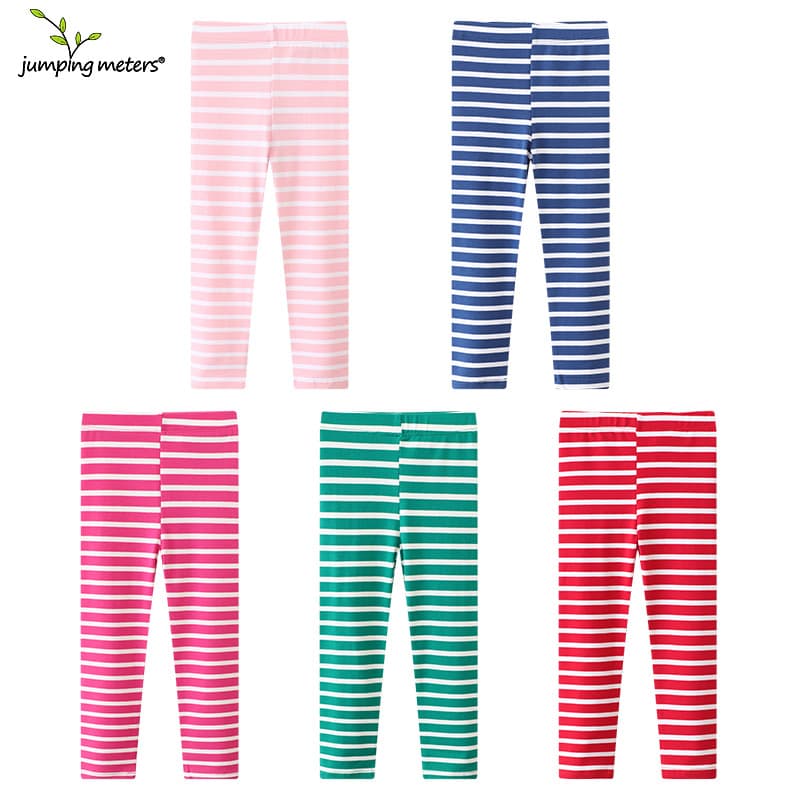 Girls Knitted Cotton Stripe Trousers Summer Lightweight Spring Autumn Outerwear for Kids Ages 3-8 Sizes 100-140cm