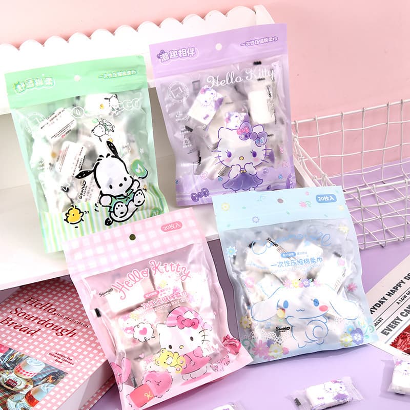 Sanrio Disposable Compressed Towel Travel Bath Towel Face Cleansing Towel Absorbent Large Cotton Face Towel