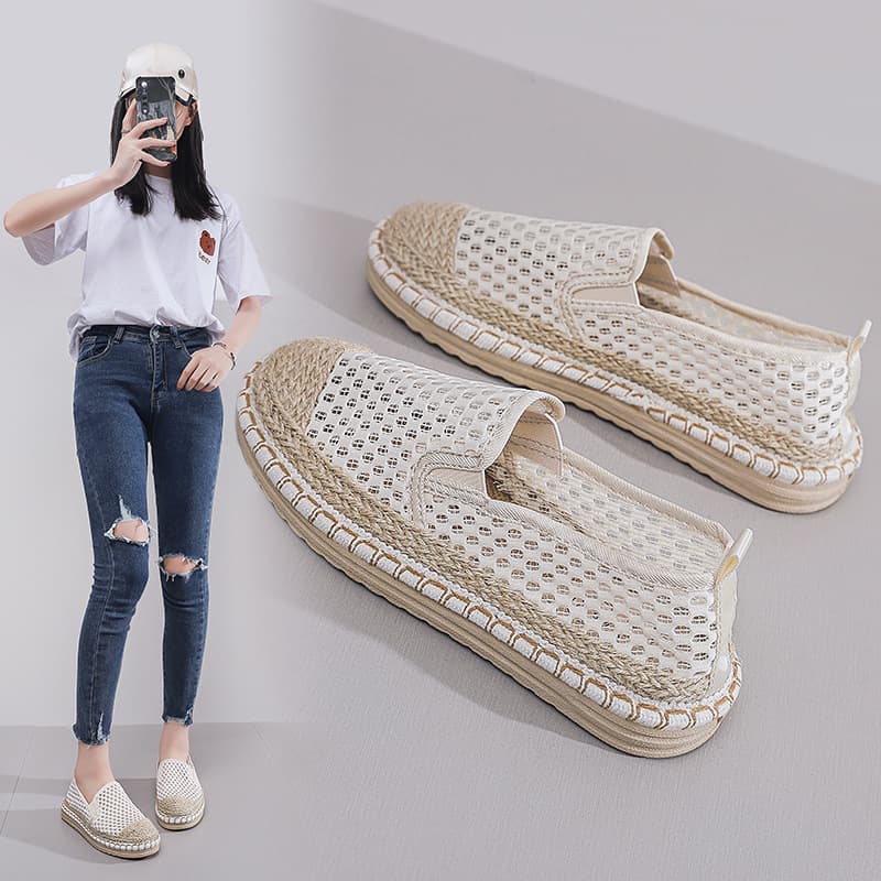 Cross-Border Summer Cut Out Mesh Fisherman Shoes for Women 2025 New Slip-On Casual Mesh Shoes for Women Old Beijing Cloth Shoes