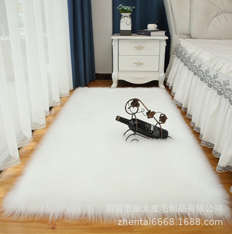 Imitation Wool Leather Carpet Living Room Home Carpet White Plush Children's Mat Bay Window Bedroom Fluffy Mat Carpet