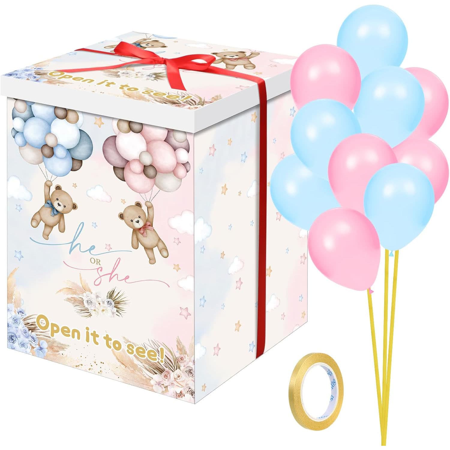 Gender Reveal Balloon Box Bear Party Decoration Photo Prop Cross-border Blue Pink Venue Setup Gender Reveal