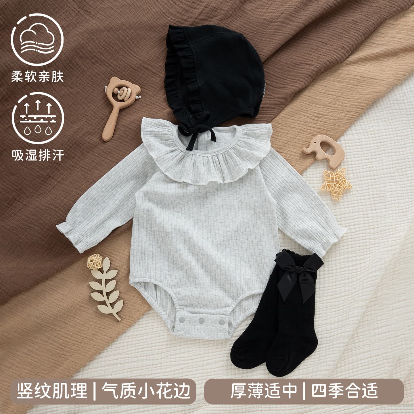 Newborn Baby Bodysuit Spring Autumn Winter Outfit for Girls Boys Full Moon 100 Days Set Princess Style