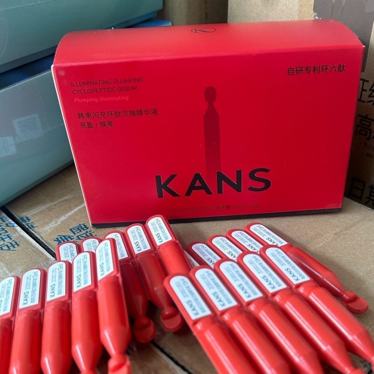 KANS Red Waistline Flash Charging Stick Single-Use Essence 20 Pieces Boxed Cyclic Hexapeptide Moisturizing Firming Wrinkle-Reducing Anti-Aging Nourishing