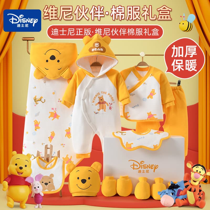 Disney Baby Gift Box Winter Newborn Thick Cotton Clothing Set for Newborns and Full Moon Gifts