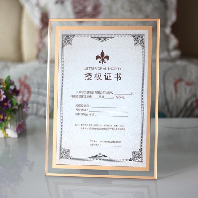 ◇ Crystal Glass Photo Frame Stand A5 Certificate A4 Authorization Letter Honor Certificate Frame 5 Inch 6 Inch 7 Inch 8 Inch 10 Inch Frame