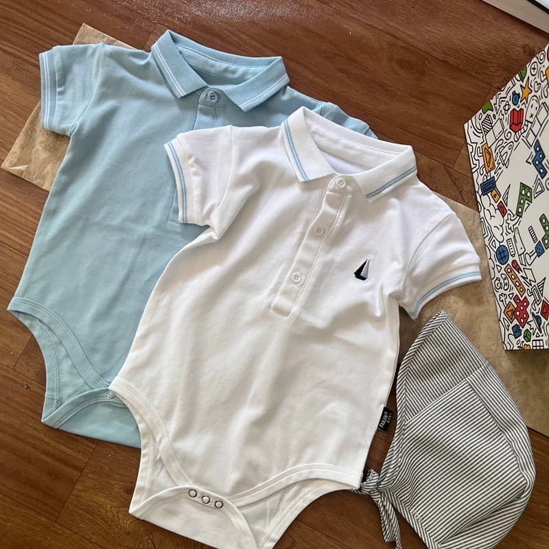 Baby Polo Romper Summer Outfit for Boys, Cute Infant Bodysuit with Wrap Design for Outings