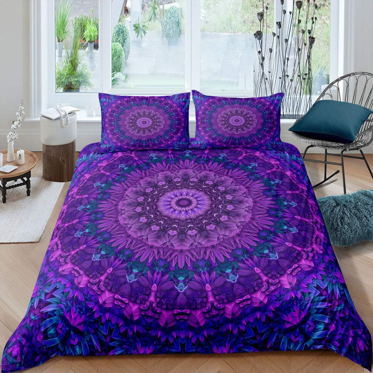 Cross-Border Bohemian Mandala Purple Duvet Cover Bedroom Guest Room Bedding Decoration Factory Direct