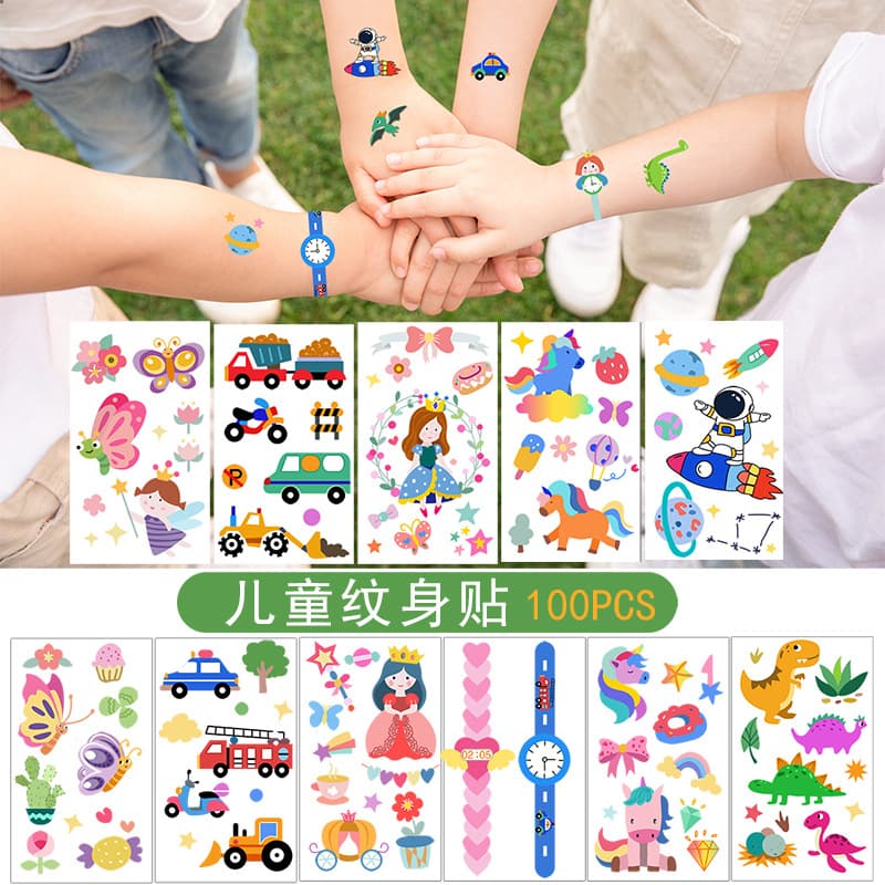 Ins Wind Small Fresh Children's Cartoon Tattoo Sticker Set Waterproof Cute Watch Arm Face Stickers Wholesale