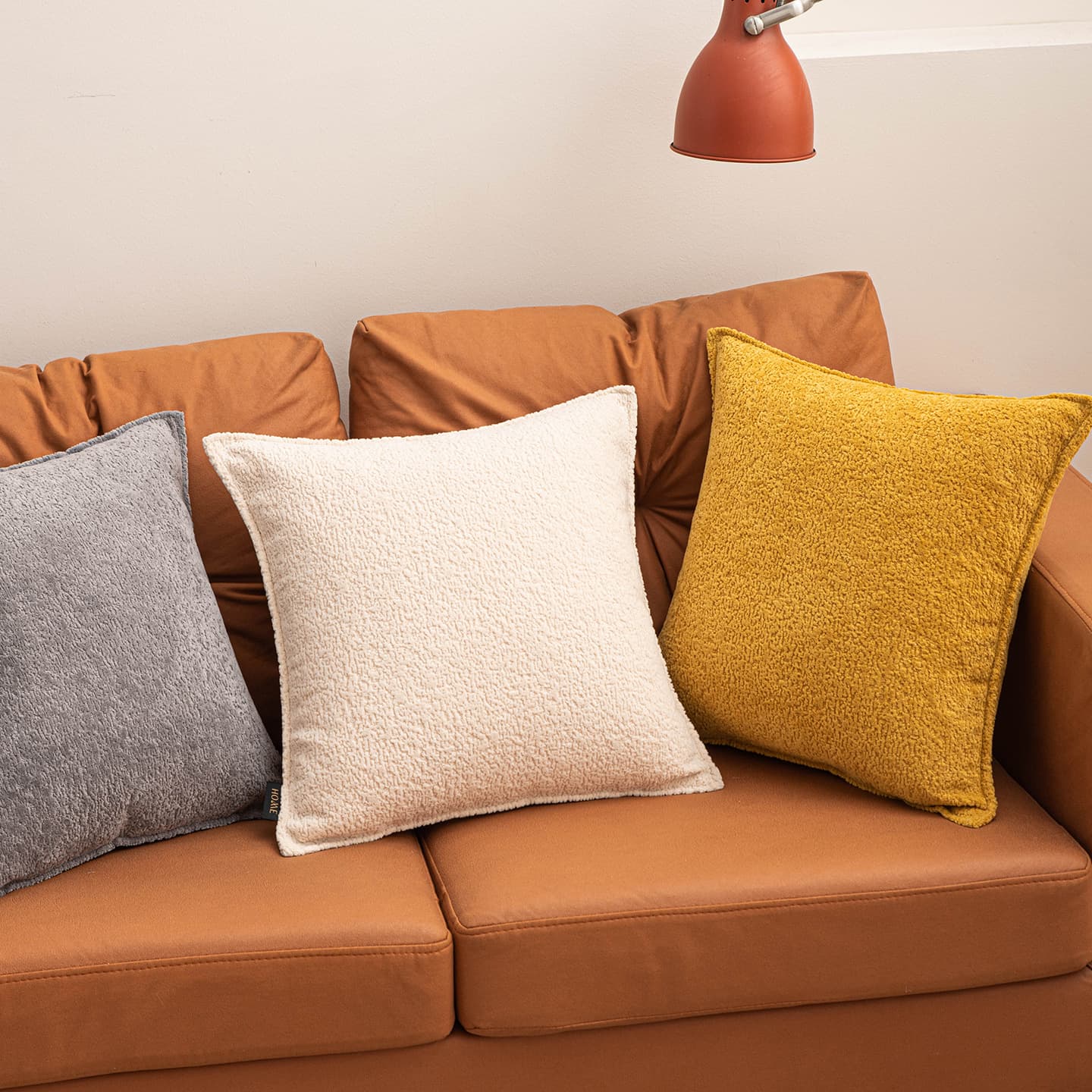 Light Cream Style Solid Color Chenille Throw Pillow Cushion for Sofa Living Room Back Cushion Cover Premium Backrest Pillow