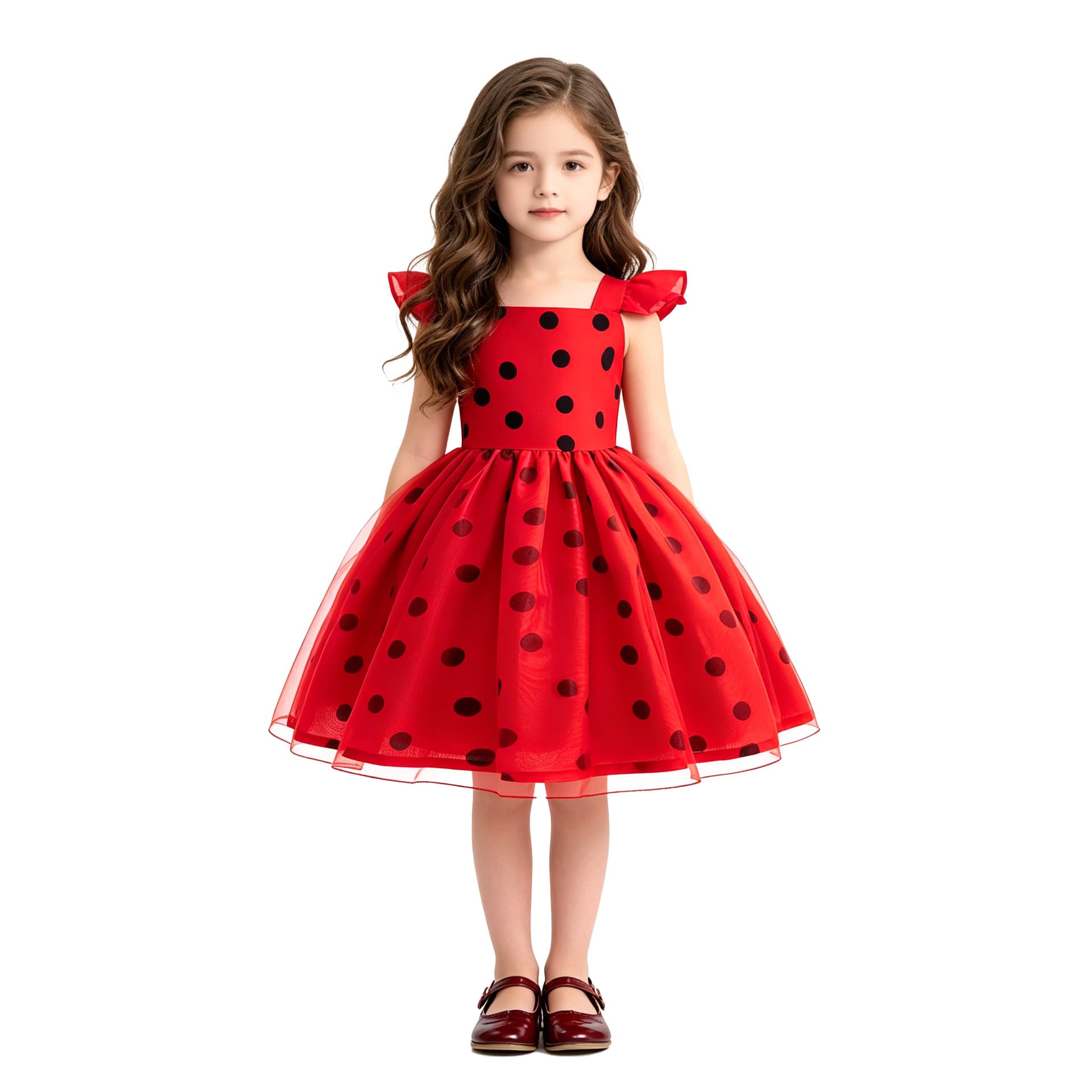 Miraculous Ladybug Girls' New Cross-Border Foreign Trade COS Polka Dot Tutu Dress Children's Host Stage Performance