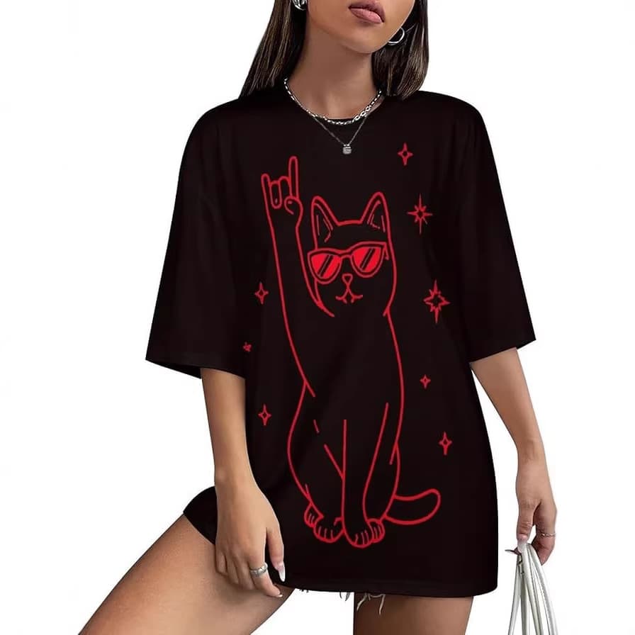 Cross-border EU/US Digital Print Plus Size Loose Casual Round Neck T-Shirt Short Sleeve Plus Size Women's Summer