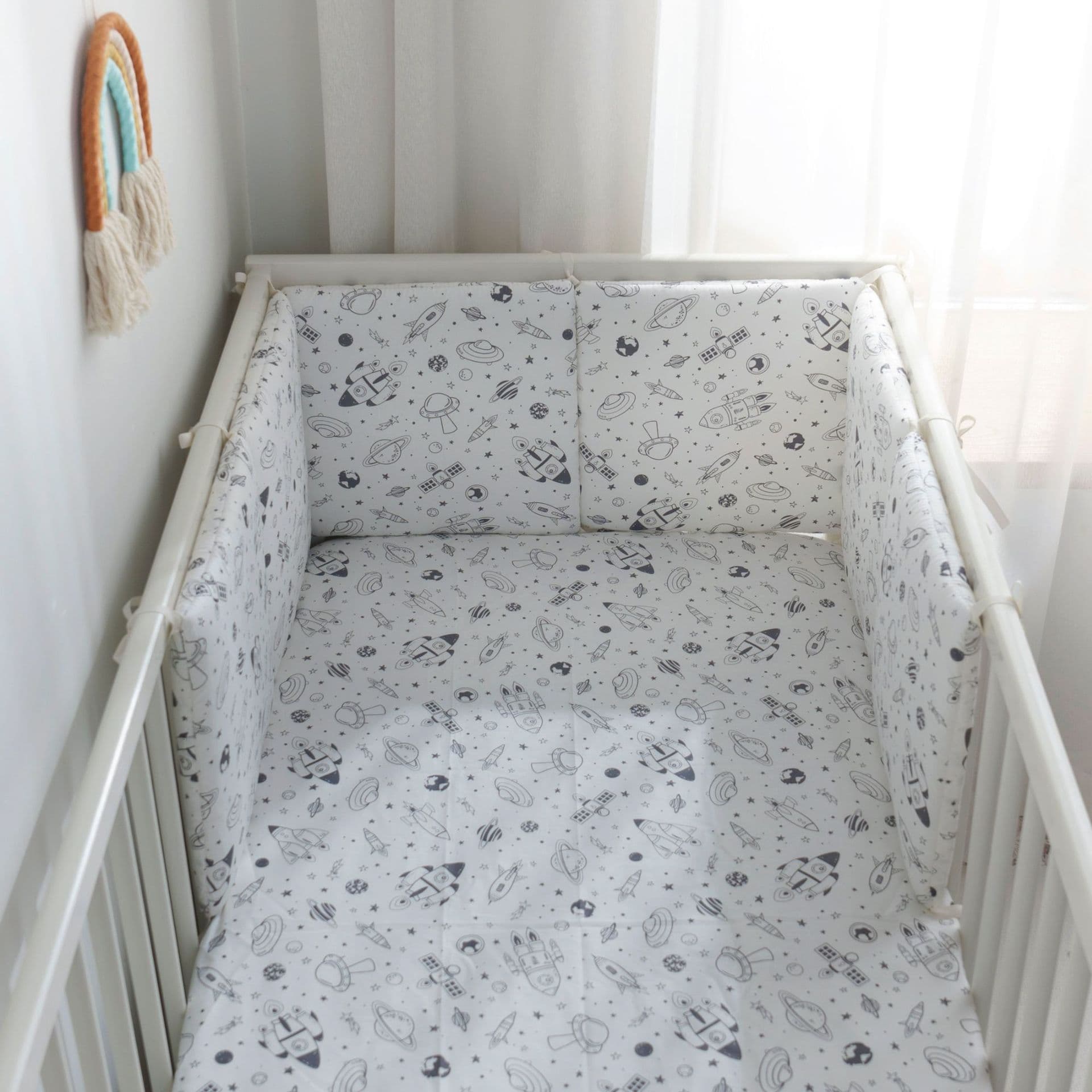 Baby pure cotton bed surround newborn bedding baby anti-collision fence spaceship 30*30*6 whole piece washable