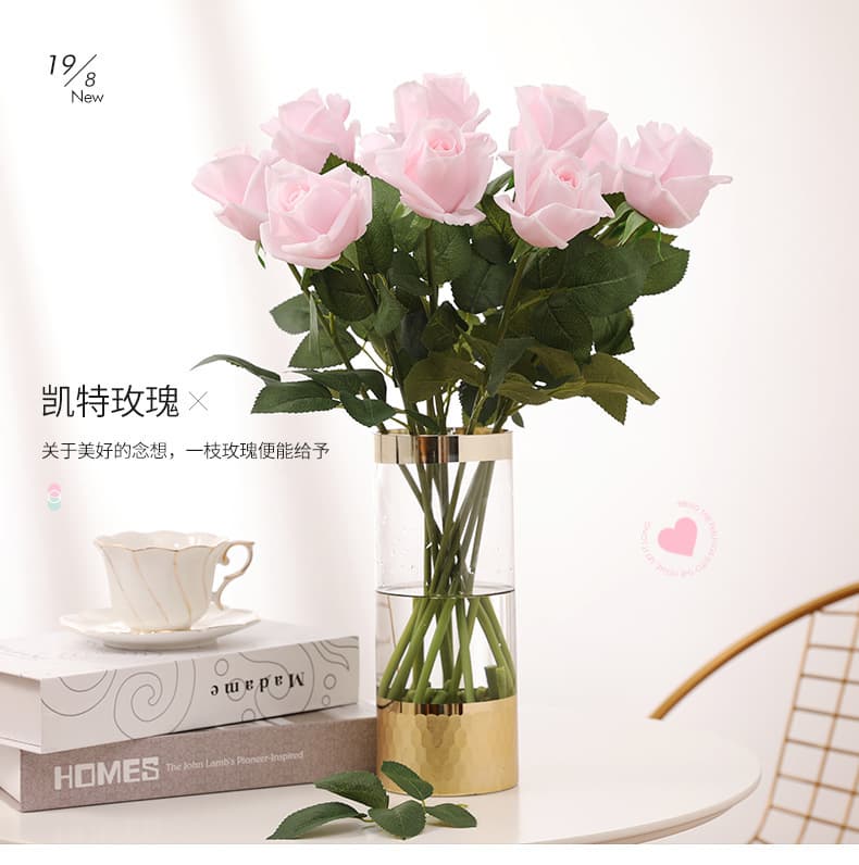 Artificial Rose Single Stem Realistic Moisturizing Rose Artificial Flower Fake Flower Home Wedding Bride Bouquet Rose