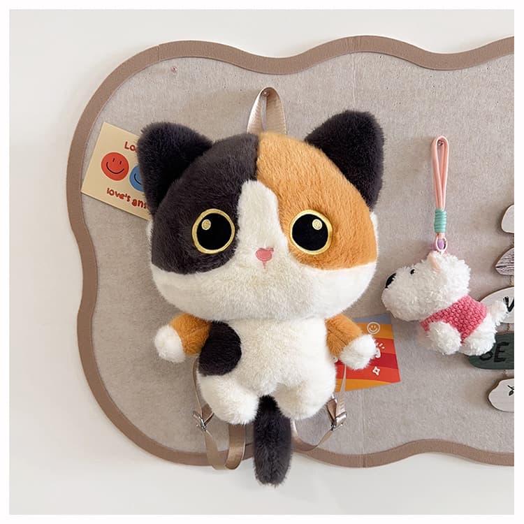 New Plush Cat Backpack Cute Cartoon Kids Backpack Adorable Pet Shape Girls' Fashion Trendy School Bag