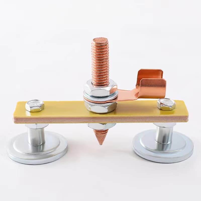 Grounding tool with dual strong magnets, sheet metal repair machine, grounding head shaping machine, grounding head, grounding device.