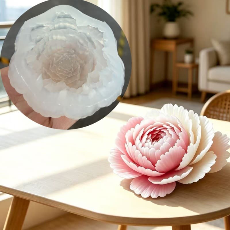 3D Floral Scented Candle Silicone Mold DIY Peony Rose Mold Aromatherapy Stone Candle Gypsum Mold
