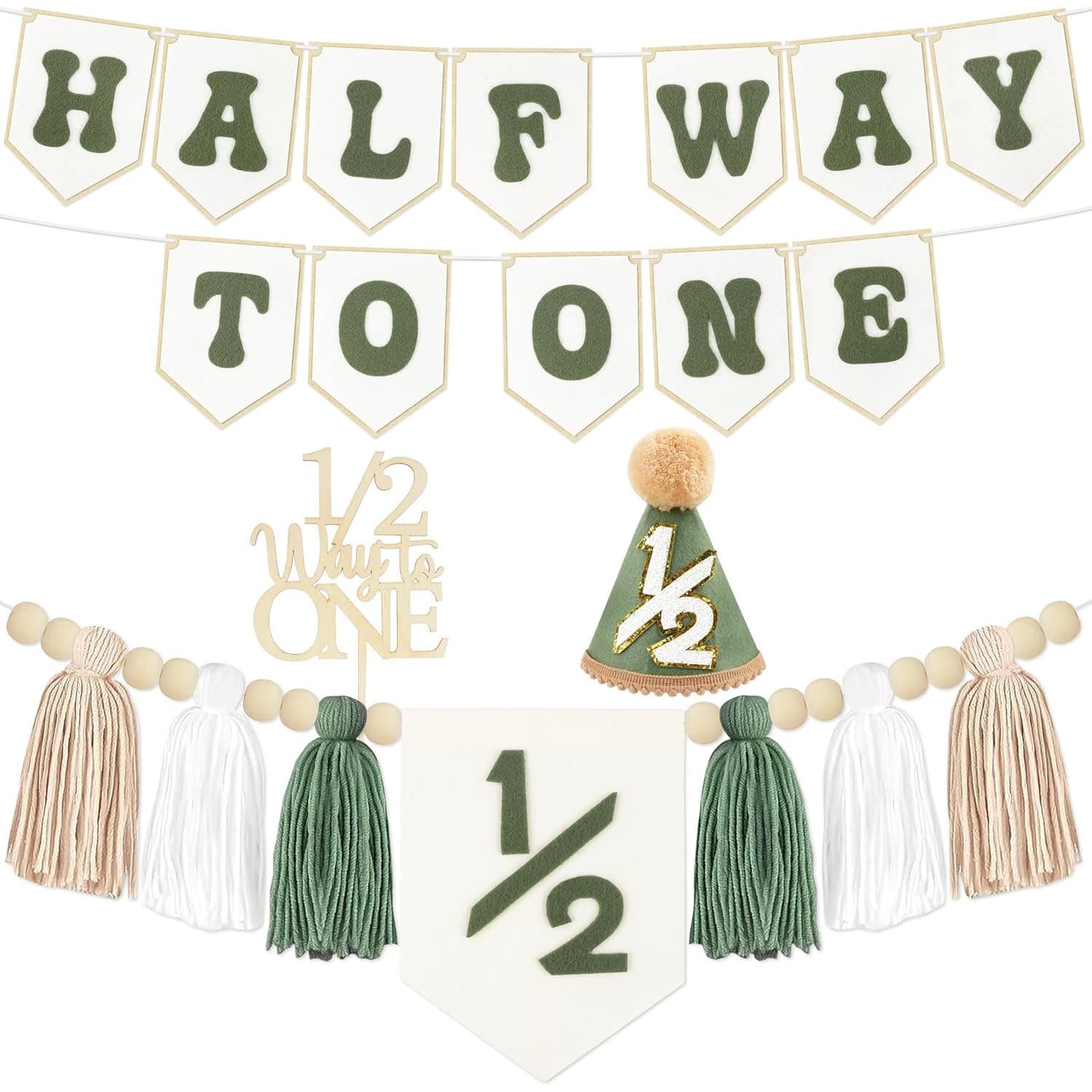 Ins Bohemian Birthday Decoration Set Half Birthday Decor Half Birthday Hat Half Birthday High Chair Banner