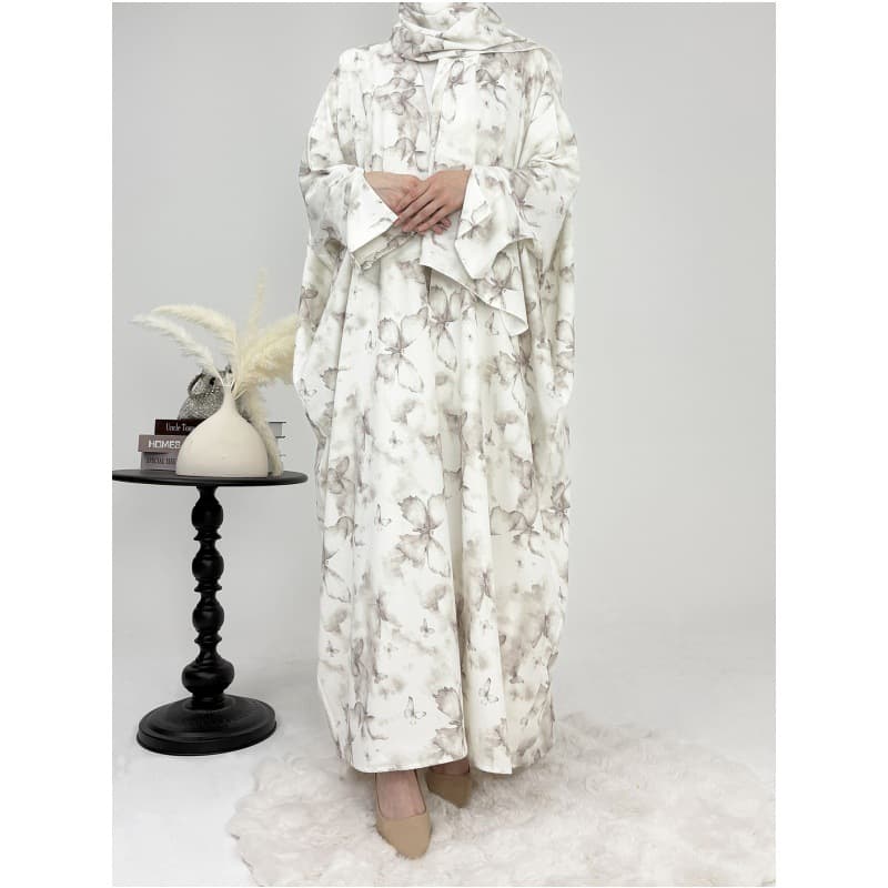 Factory Stock Cross-Border Butterfly Print Maxi Dress Plus Size with Head Scarf