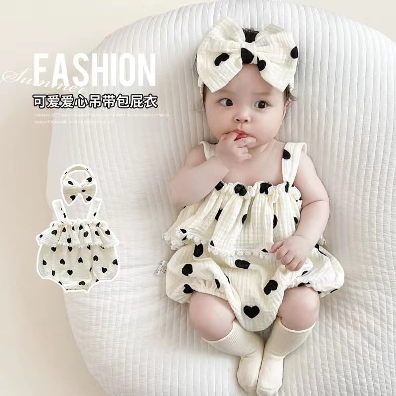 Baby clothes, summer clothes, newborn baby clothes, baby girl's jumpsuit, one hundred days full moon, pure cotton suspender belt, summer clothes