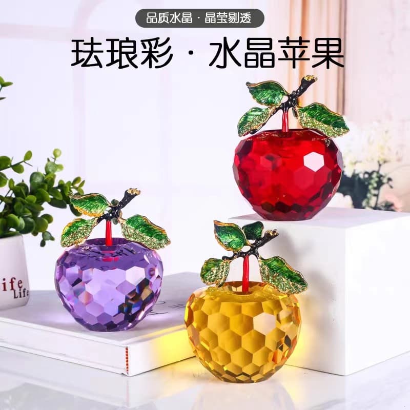 Cross-Border Crystal Apple Ornaments Christmas Eve Gifts Car Colorful Crystal Stones Creative Home Decorations Wholesale