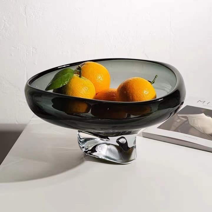 Modern Design Fruit Bowl Soft Decoration Sales Office Fruit Bowl Colored Glass Fruit Bowl Decorative Living Room Coffee Table
