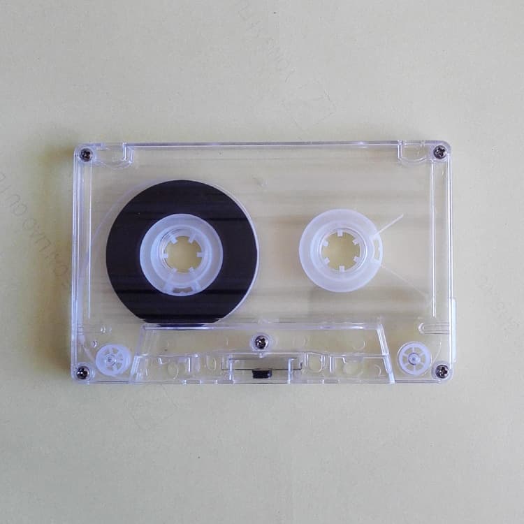 Brand new (transparent) blank cassette tape, standard recording tape, 30 minutes, available in South Korea with floppy disk.