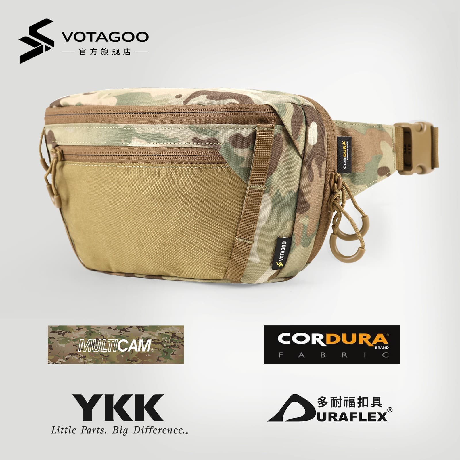 VOTAGOO EBL Outdoor Tactical Chest Bag CCW Concealed Carry Pistol Waist Bag EDC Daily Shoulder Crossbody Bag