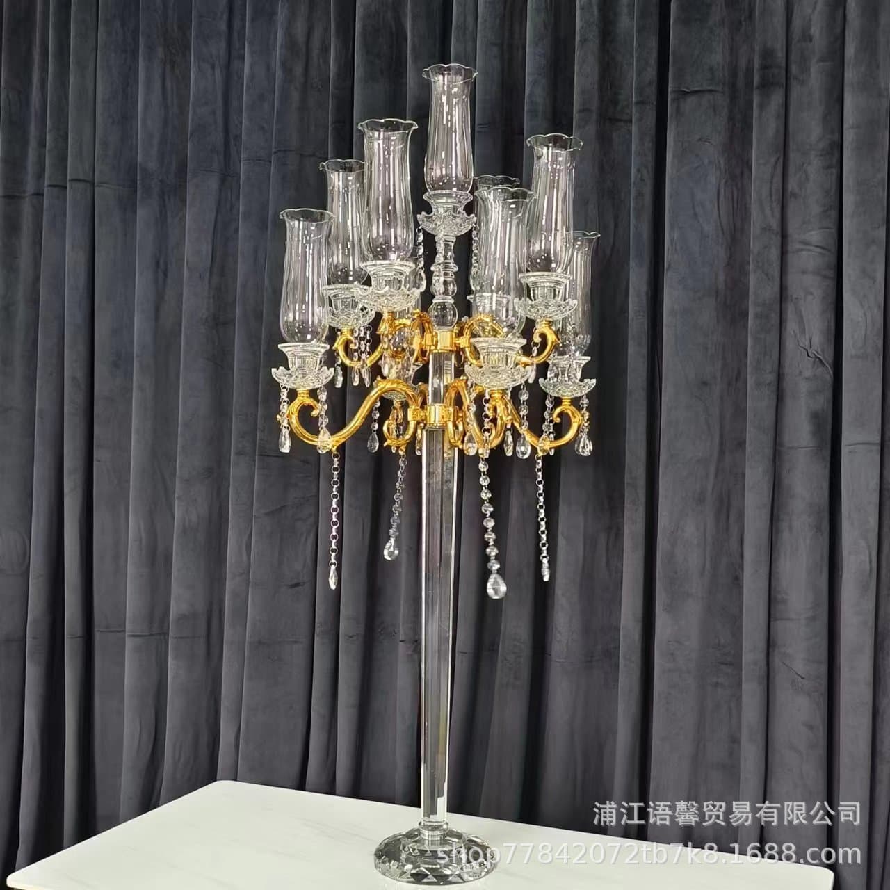European style 9-head crystal candle holder, wedding path props, wedding candle holder