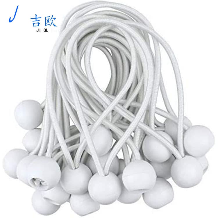 White storage elastic balls, portable elastic ropes for outdoor hiking, tent fixation clips, and bungee cords