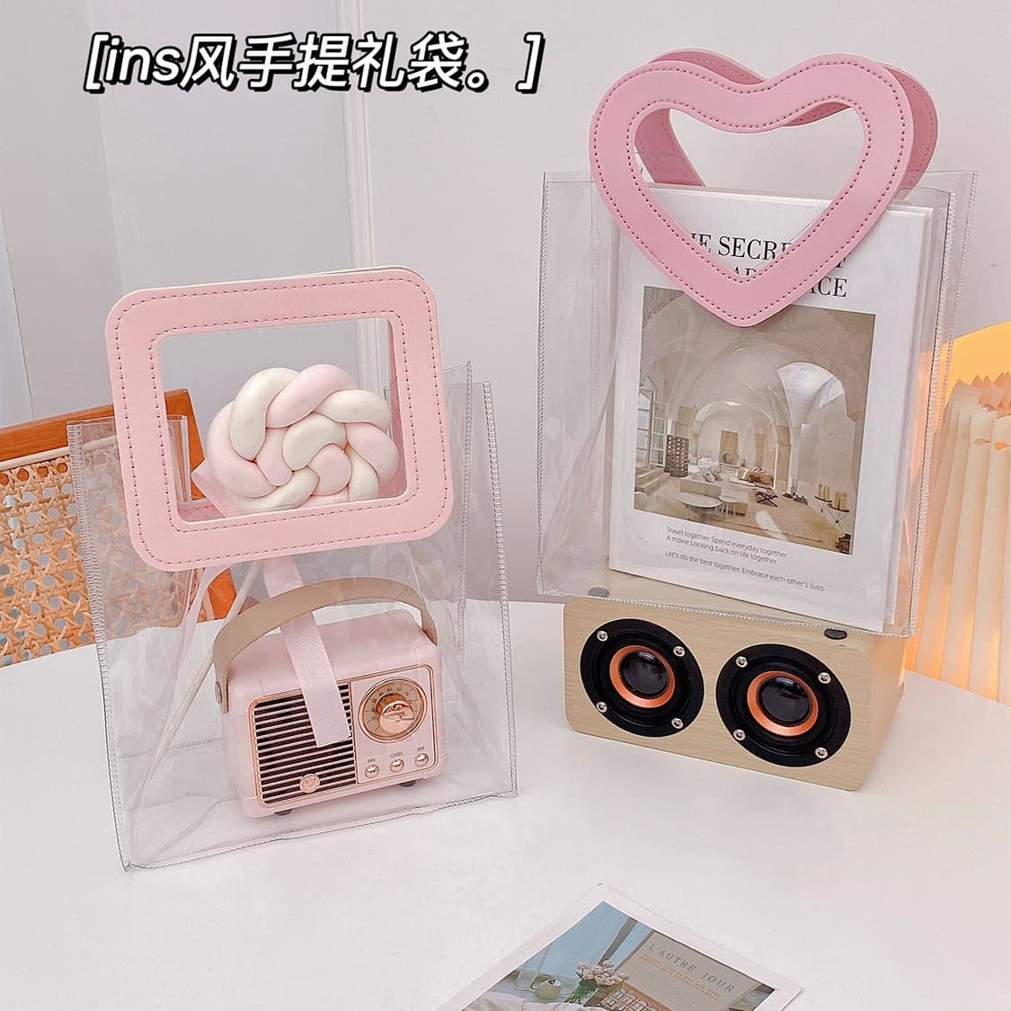 Gift bag pvc handbag children's transparent handbag high-end plastic gift bag birthday small gift packaging bag
