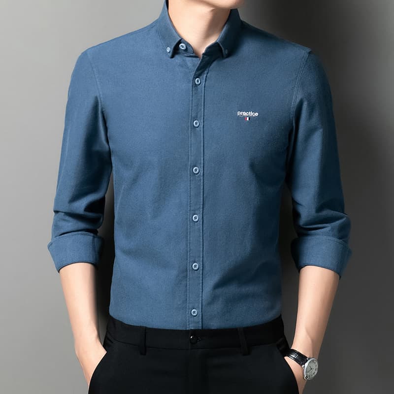 2025 Autumn New Cotton Men's Shirts Men's Casual No-Iron Colored Shirts Korean Style Lapel Long Sleeve Shirts