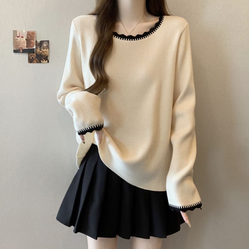 Plus Size Lace Long-Sleeve T-Shirt Women's Spring/Autumn 2025 New Loose Slimming Belly Concealing Inner Layer Fashion Top