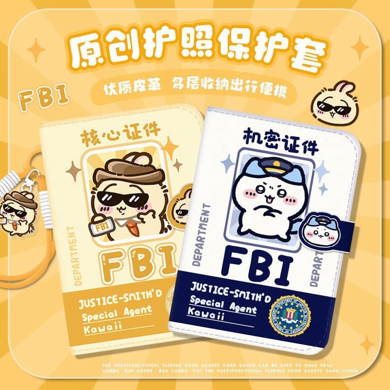 FBI Jiyikawa Passport Protective Cover Boarding Pass Passport Holder Card Case Portable Travel Document