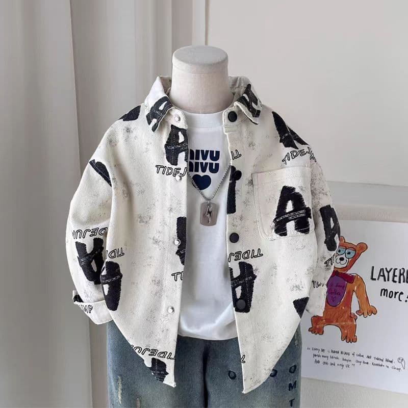 Boys Shirt Long Sleeve Spring Autumn 2025 New Fashionable Children's Spring Jacket Stylish Trendy for Toddlers and Kids
