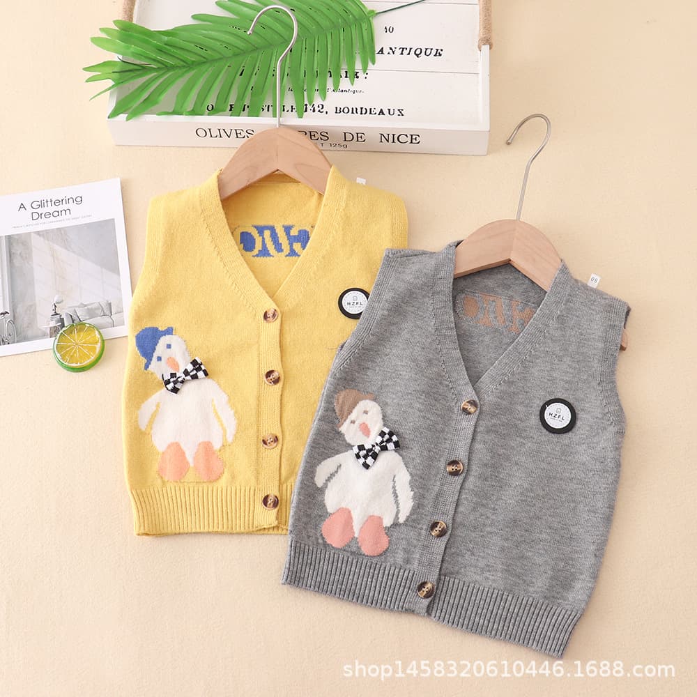 Baby Vest Summer Boys Cartoon Sleeveless Shirt Children Spring Autumn Cardigan Waistcoat