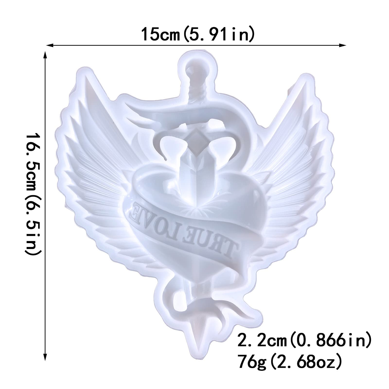 Heart Wings Silicone Mold Wall Decoration Wall Sticker Hanging Ornament Semi-3D Sword Wings Heart Epoxy Resin Mold
