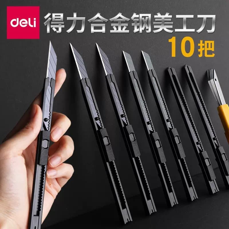 Deli Utility Knife 9mm Paper Knife 60° Black Student Art Handmade Knife Small Black Blade Film Cutting Knife Wholesale