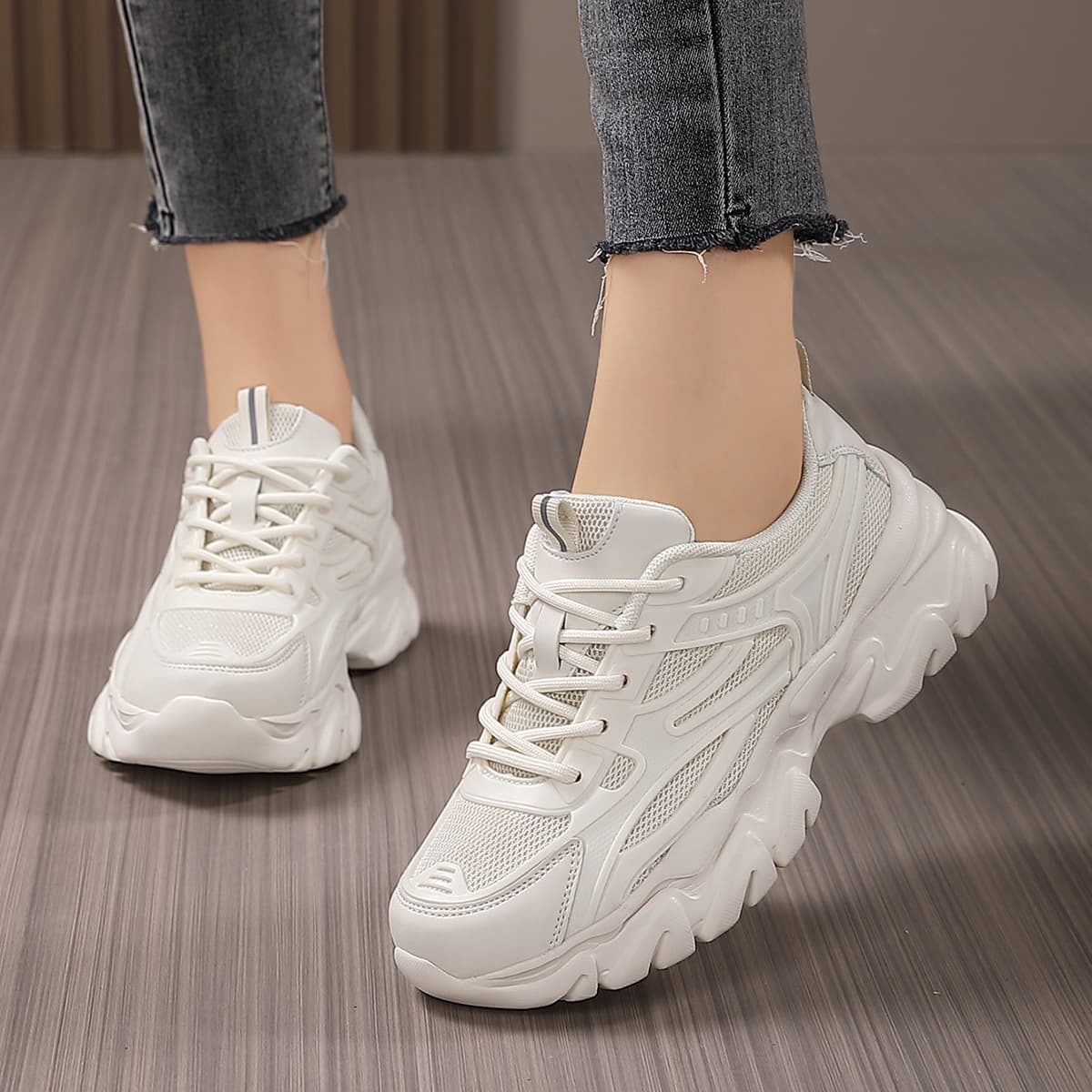 Non-Slip Athletic Women's Shoes, Black Slimming Height-Increasing Dad Sneakers, Women's Spring Autumn Fashion Thick Sole Comfortable Versatile Casual Plus Size