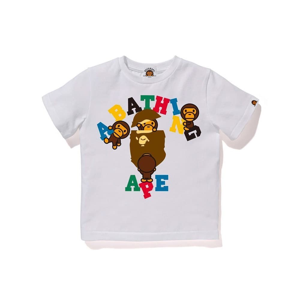 Children's Pure Cotton Heavyweight Bape Ape Head Shark Short Sleeve Monkey T-Shirt with Print Parent-Child T-Shirt Original Design