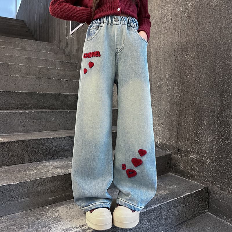 Girls' Denim Wide-Leg Pants Spring/Fall 2025 New Stylish Children's Spring Wear Straight-Leg Pants for Older Girls Casual Trousers