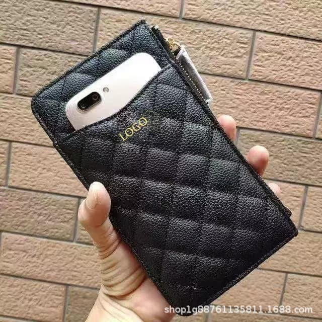 Diamond Pattern Phone Pouch Large Billfold Multi-card Slot Coin Purse Clutch Bag Lychee Texture Card Holder Phone Case