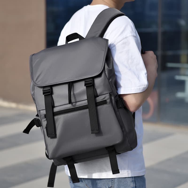 Large Capacity Drawstring Flap Backpack Lightweight Sports Travel Backpack Business Computer Backpack Simple Casual Backpack