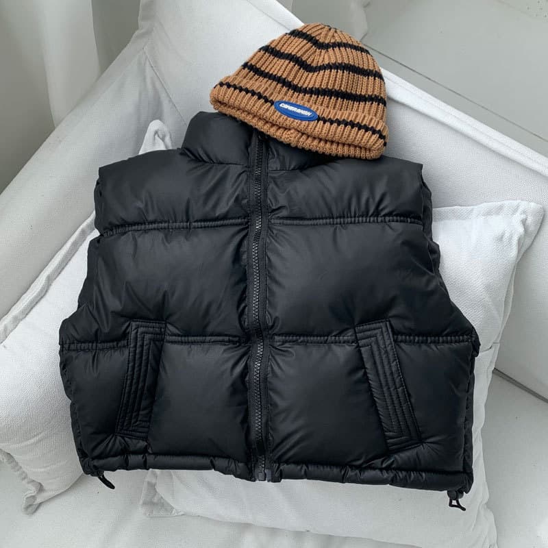 Autumn and Winter New Style Children's Stand Collar Down Cotton Vest, Boys and Girls, Toddlers and Kids Casual Thickened Lambskin Vest