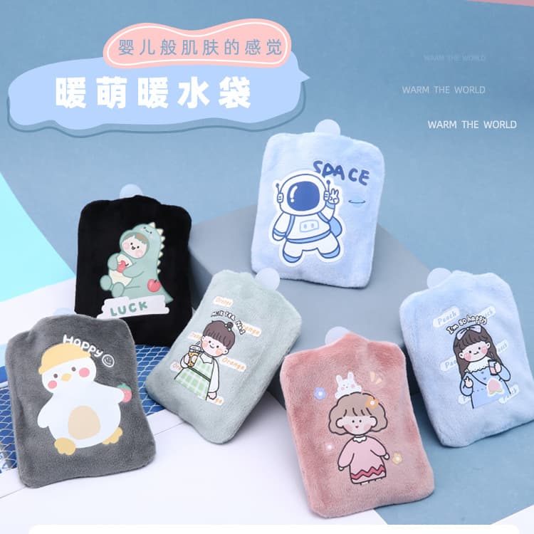 Cute Cartoon Plush Hot Water Bag PVC Material Student Warm Water Bottle Girls Belly Hand Warmer Filling Hot Water Bag