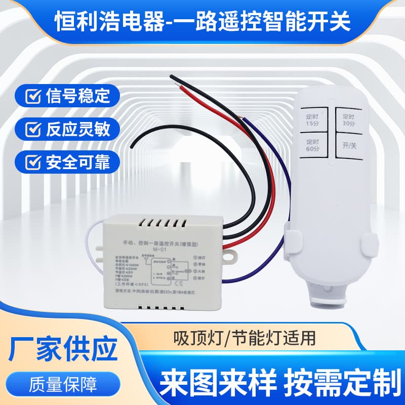 One-way remote control for light fixtures, 220V disinfection lamp timer, wireless controller, 1-way power supply