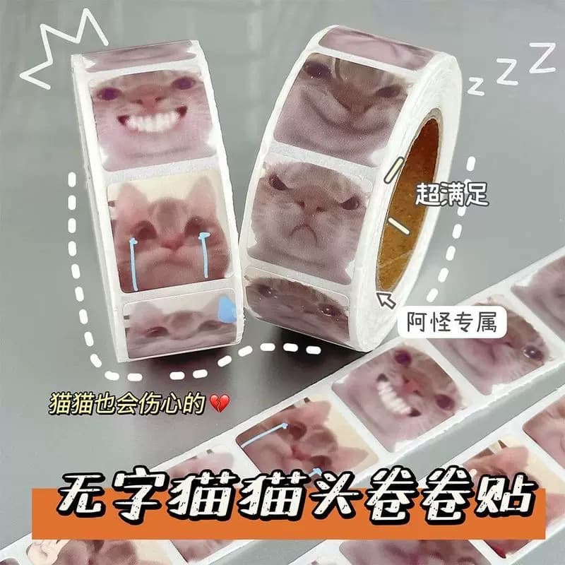 Crazy cat roll stickers cute stickers internet celebrity kitten fun funny emoticons funny decorative notebook